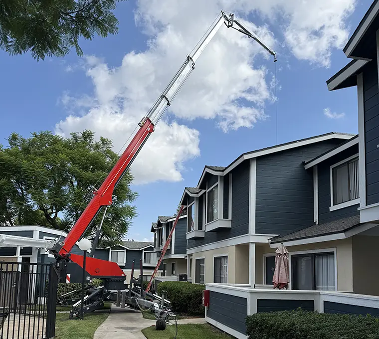 Residential Crane Lifting for Outdoor Kitchen Equipment